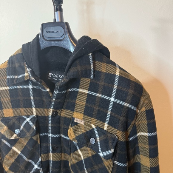 Matix Black and Brown Plaid Shirt Jacket - Picture 2 of 8